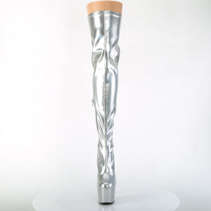 Pleaser Stivali da donna ADORE-3000HWR SLV Str. Holo / Slv Holo