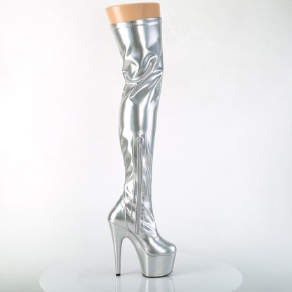 Pleaser Stivali da donna ADORE-3000HWR SLV Str. Holo / Slv Holo