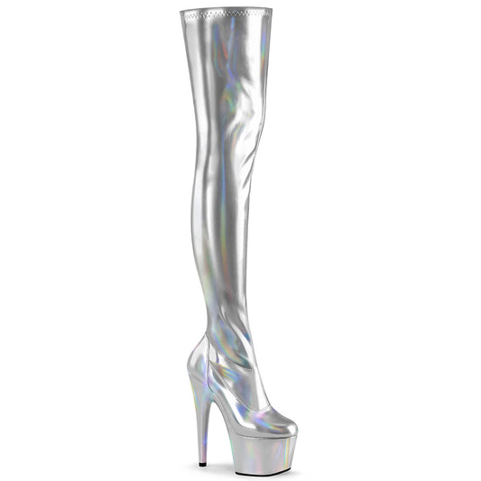 Pleaser Stivali da donna ADORE-3000HWR SLV Str. Holo / Slv Holo