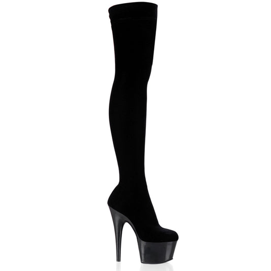 Pleaser Stivali da donna ADORE-3002 BLK STR VELVET / BLK