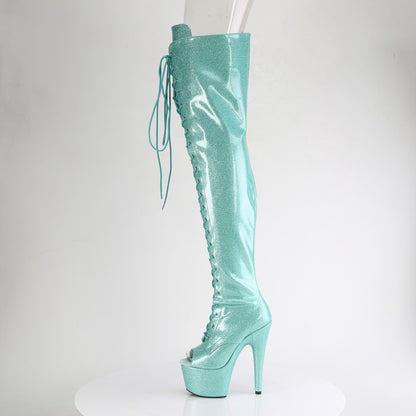 Pleaser Women's Platform Shoes ADORE-3021GP Aqua Glitter Pat/M
