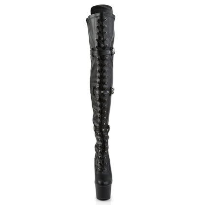 Pleaser Stivali da donna ADORE-3028 BLK STR FAUX PELLE / BLK MATTE