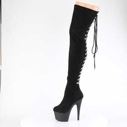 Pleaser Women's Platform Shoes ADORE-3063 Blk Str Microfiber/Blk Matte