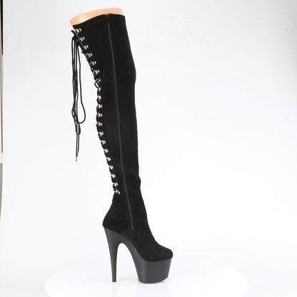 Pleaser Women's Platform Shoes ADORE-3063 Blk Str Microfiber/Blk Matte