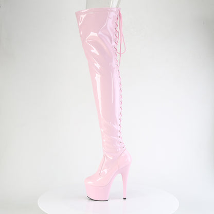 Pleaser Women's Platform Shoes ADORE-3850 B. Pink Str. Pat/B. Pink