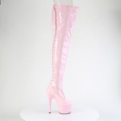 Pleaser Women's Platform Shoes ADORE-3850 B. Pink Str. Pat/B. Pink