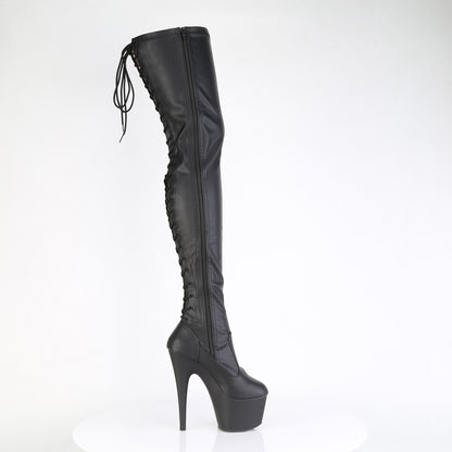 Pleaser Women's Platform Shoes ADORE-3850 Blk Str. Faux Leather/Blk Matte