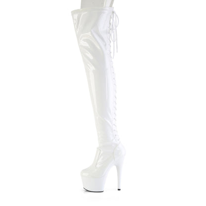 Pleaser Women's Platform Shoes ADORE-3850 Wht Str. Pat/Wht