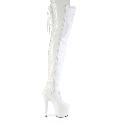 Pleaser Women's Platform Shoes ADORE-3850 Wht Str. Pat/Wht
