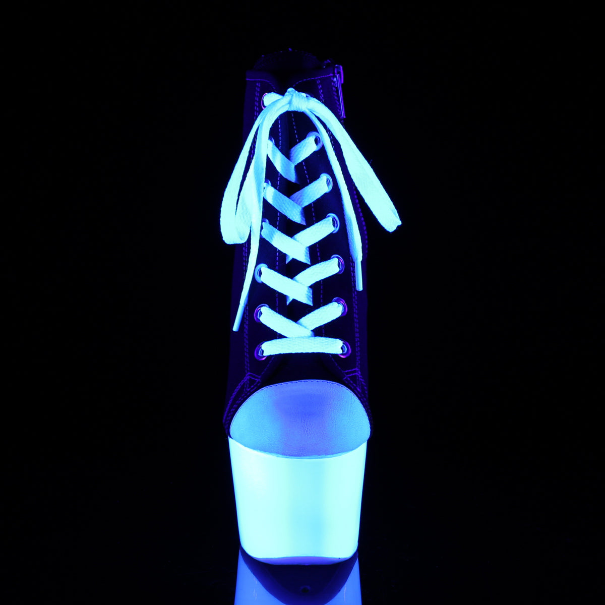 Pleaser Stivaletti da donna ADORE-700sk-02 Blk Canvas / Neon Bianco