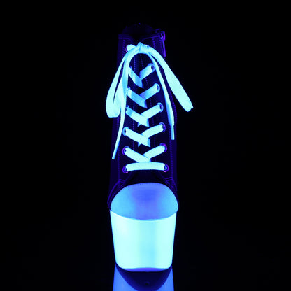 Pleaser Stivaletti da donna ADORE-700sk-02 Blk Canvas / Neon Bianco