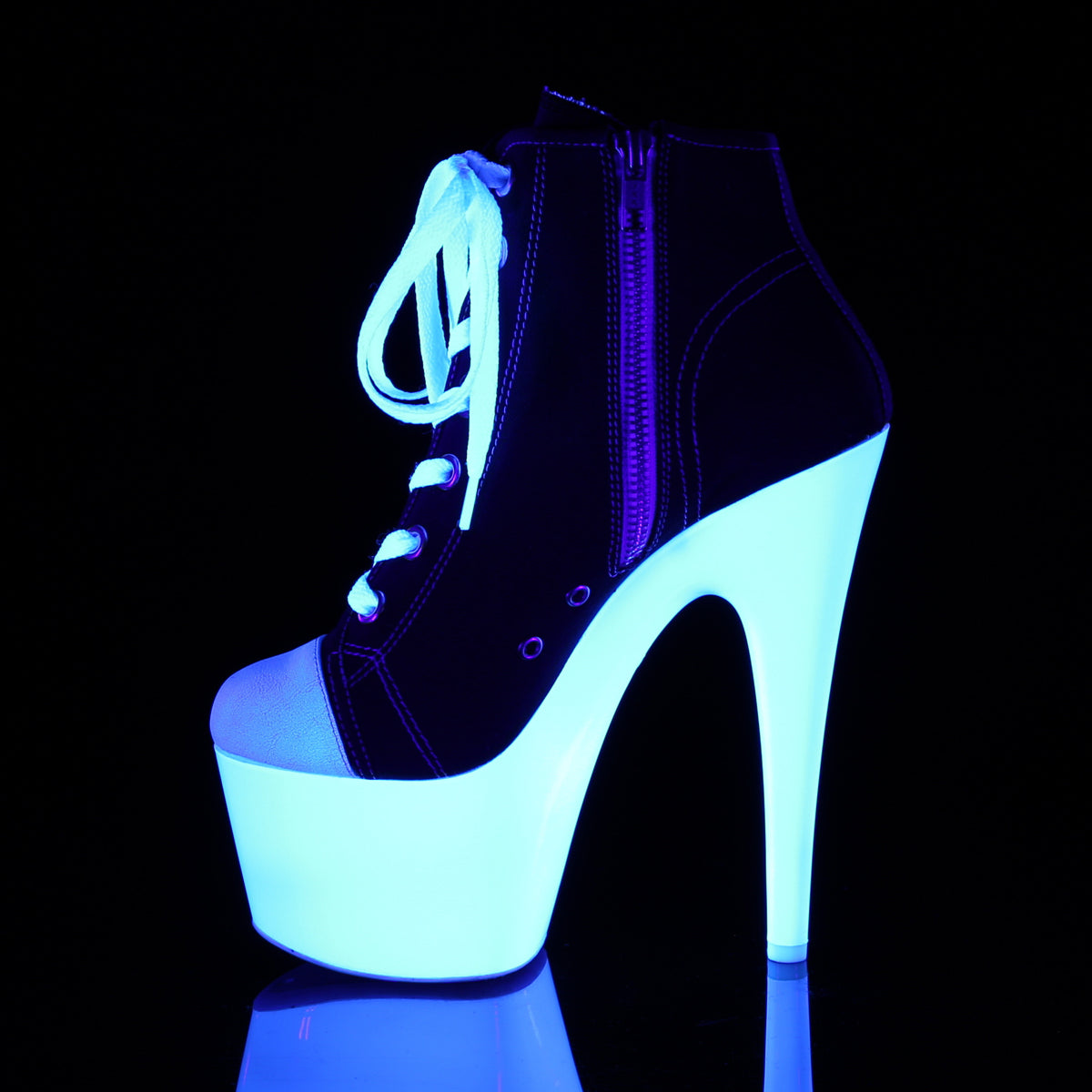 Pleaser Stivaletti da donna ADORE-700sk-02 Blk Canvas / Neon Bianco