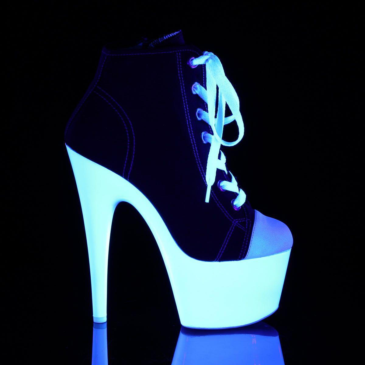 Pleaser Stivaletti da donna ADORE-700sk-02 Blk Canvas / Neon Bianco