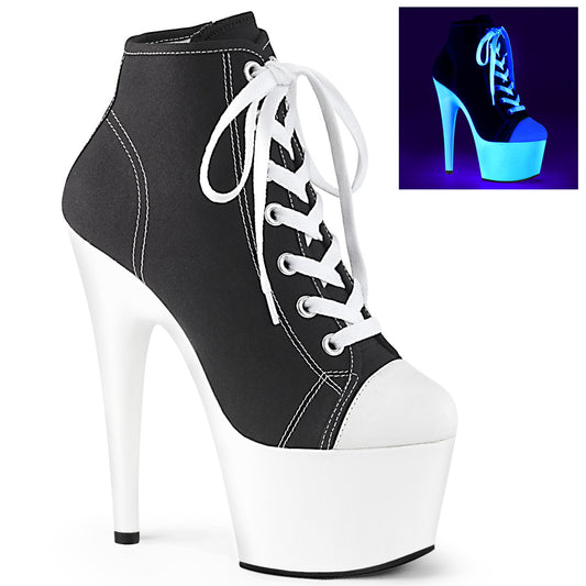 Pleaser Stivaletti da donna ADORE-700sk-02 Blk Canvas / Neon Bianco