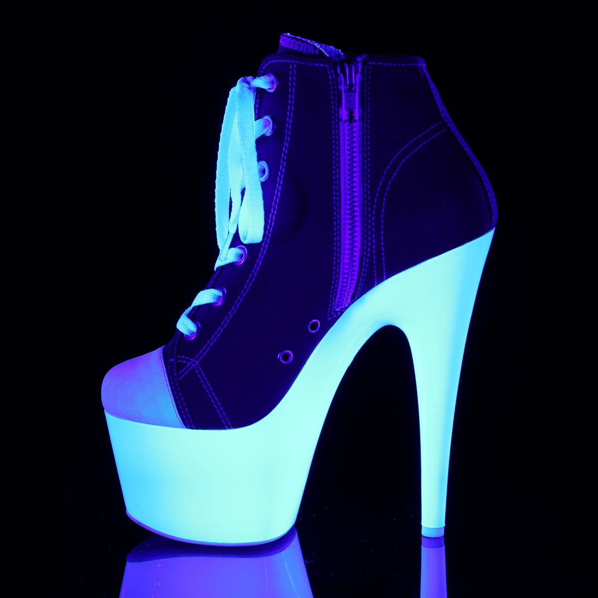 Pleaser Stivaletti da donna ADORE-700sk-02 Canvas rossa / Bianco al neon