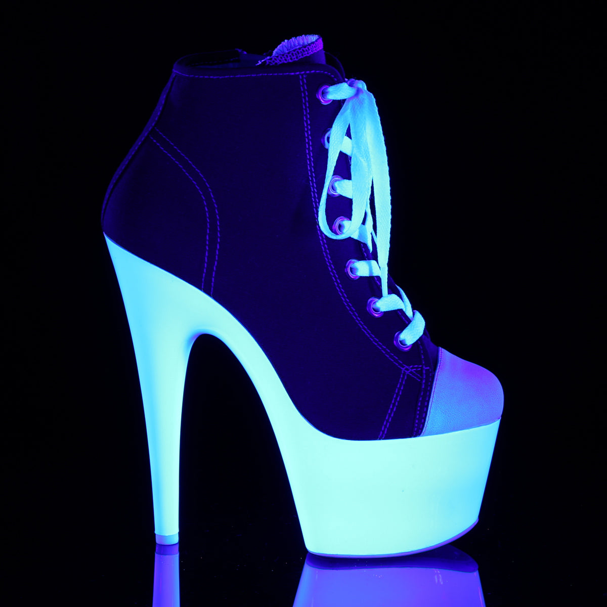 Pleaser Stivaletti da donna ADORE-700sk-02 Canvas rossa / Bianco al neon