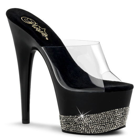 Pleaser Sandali da donna ADORE-701-3 CLR / BLK-PEWTER RS