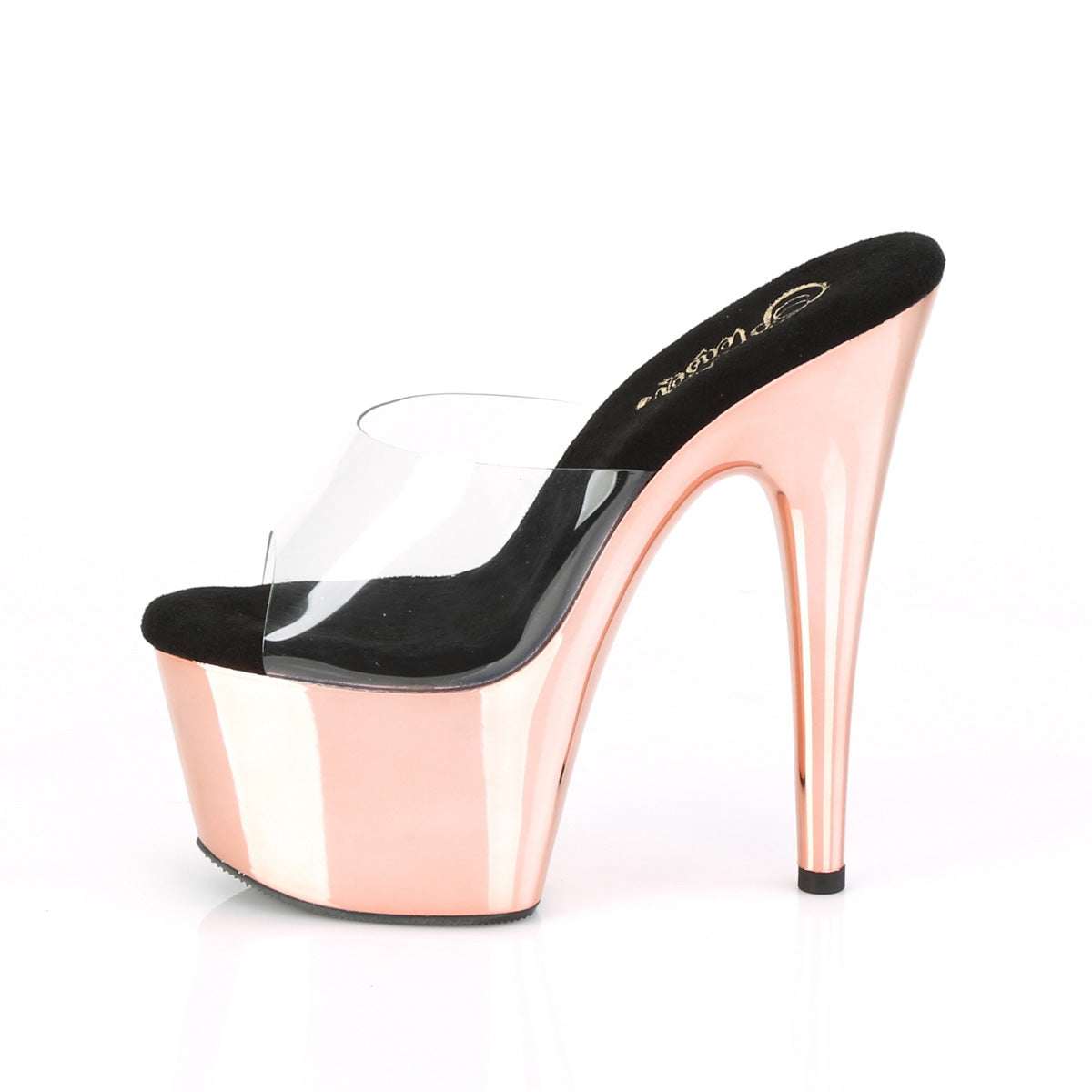 Pleaser Womens Sandals ADORE-701 Clr/Rose Gold Chrome