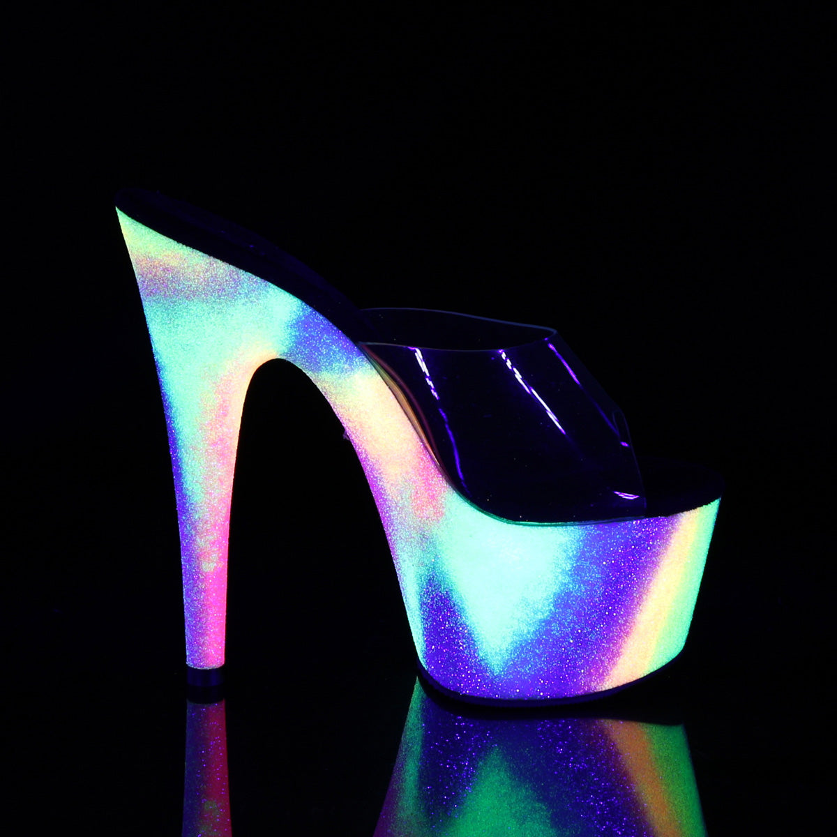 Pleaser Sandali da donna ADORE-701GXY CLR / Neon Galaxy Mini glitter