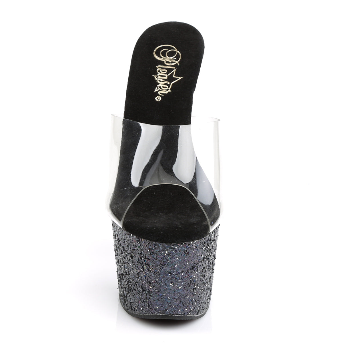 Pleaser Sandali da donna ADORE-701LG CLR / BLK Holo glitter