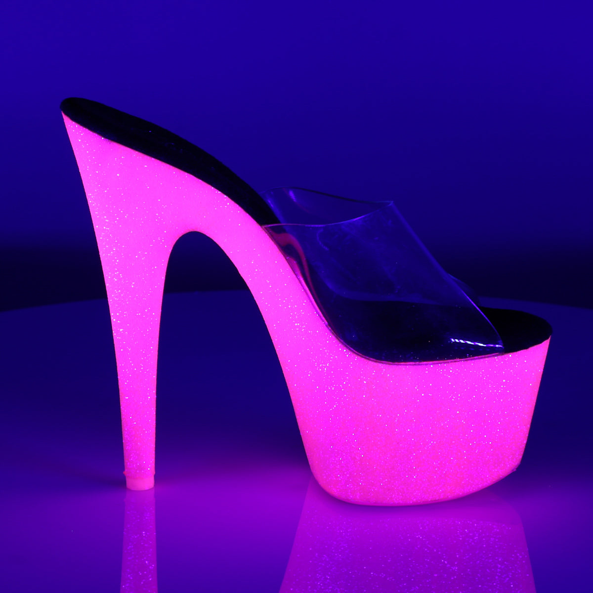 Pleaser Sandali da donna ADORE-701uvg CLR / Neon H. glitter rosa