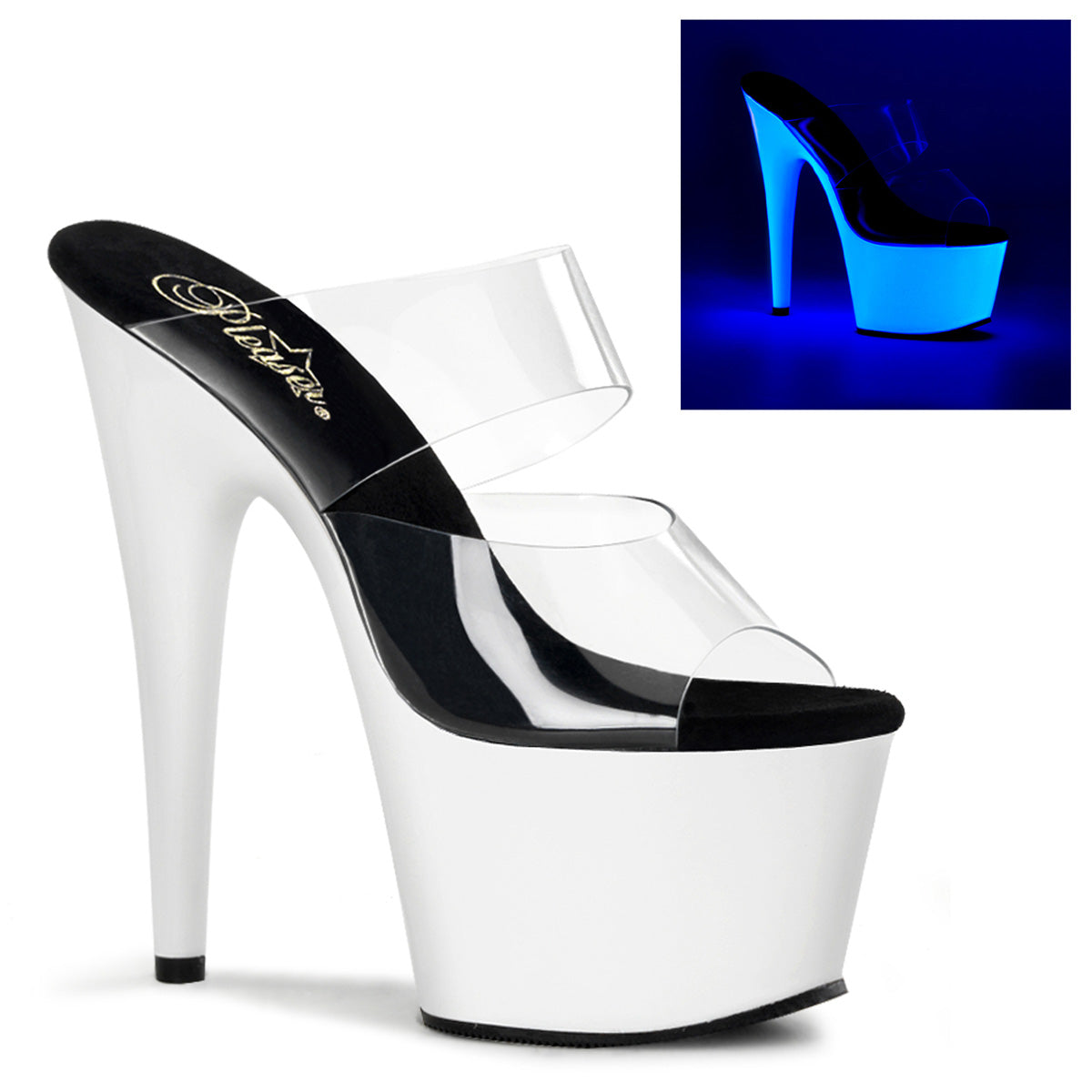 Pleaser Sandali da donna ADORE-702uv CLR / Neon Wht