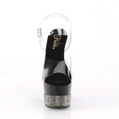 Pleaser Sandali da donna ADORE-708-3 CLR / BLK-PEWTER RS