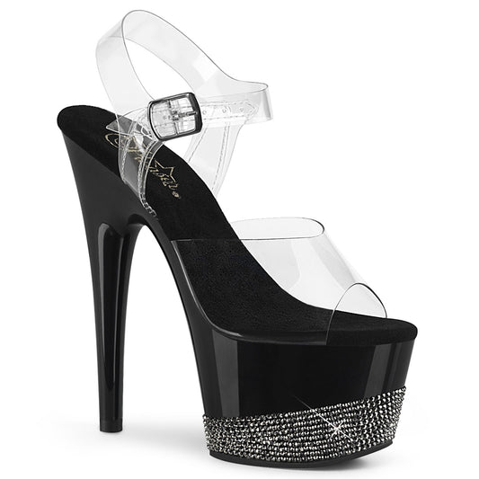 Pleaser Sandali da donna ADORE-708-3 CLR / BLK-PEWTER RS