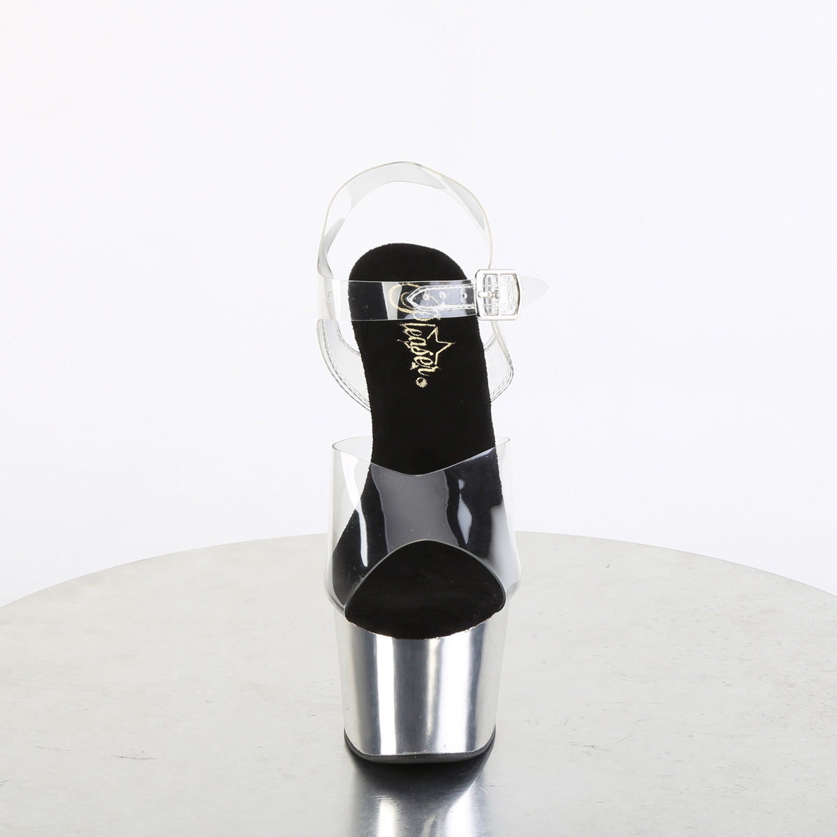Pleaser Womens Sandals ADORE-708 Clr/Slv Chrome