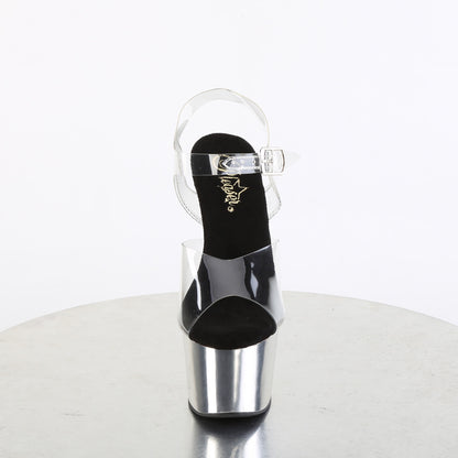 Pleaser Womens Sandals ADORE-708 Clr/Slv Chrome