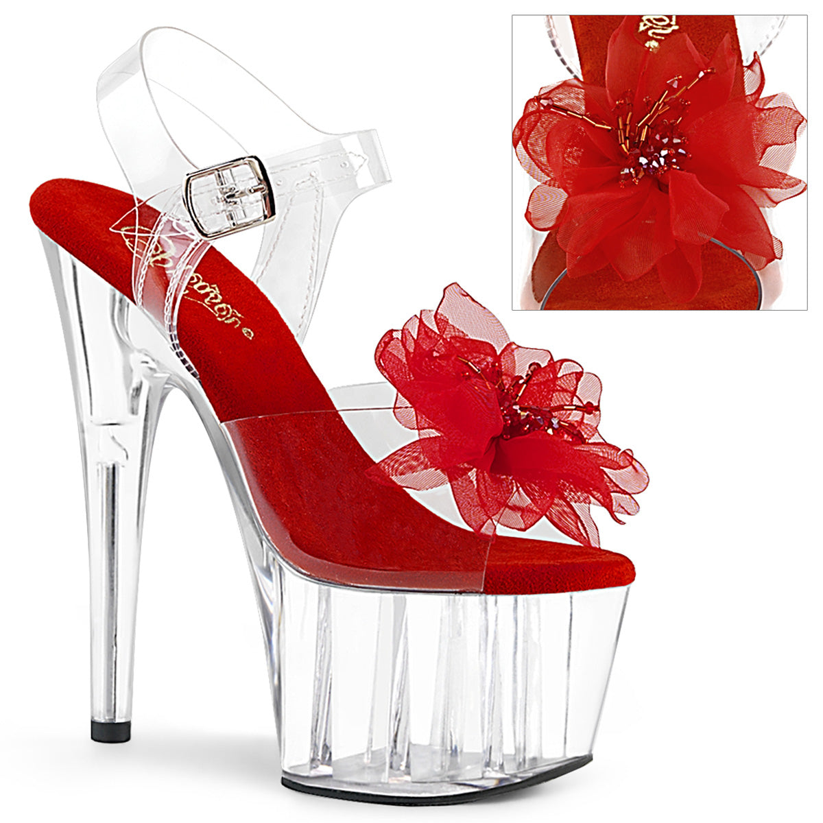 Pleaser Sandali da donna ADORE-708BFL CLR-RED / CLR