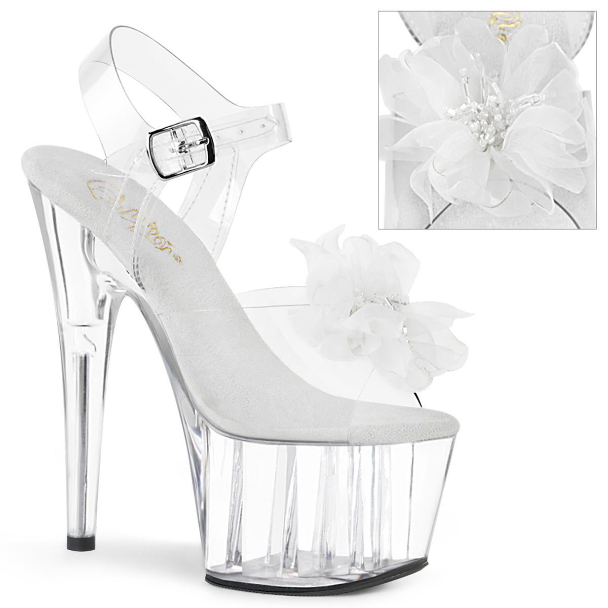 Pleaser Sandali da donna ADORE-708BFL CLR-WHT / CLR