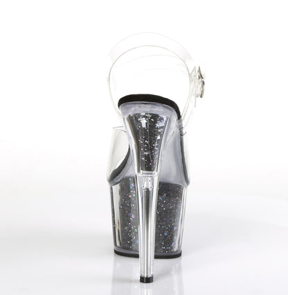 Pleaser Womens Sandals ADORE-708CG Clr/Blk Confetti Glitter