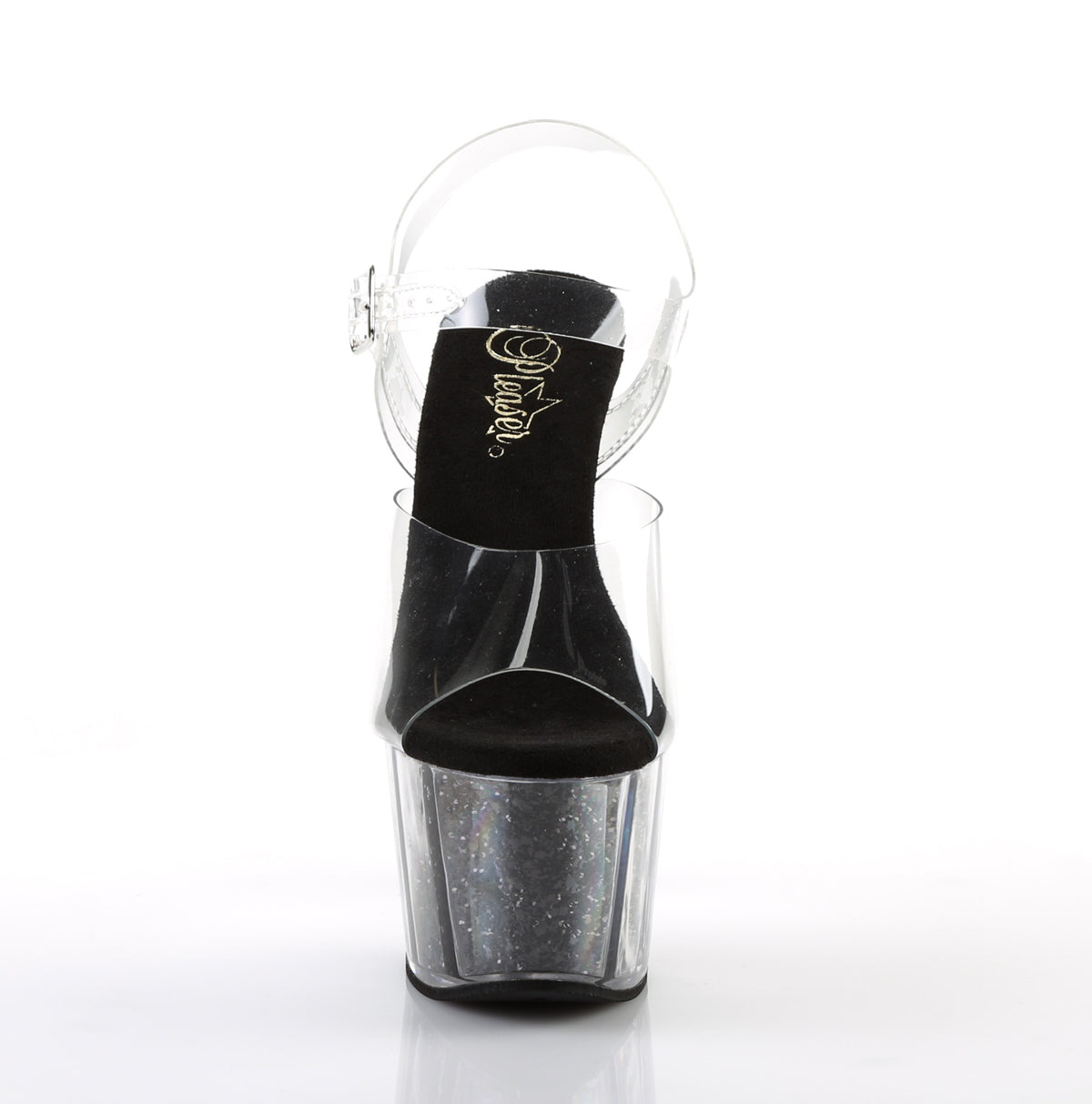 Pleaser Sandali da donna ADORE-708G CLR / BLK glitter inserti