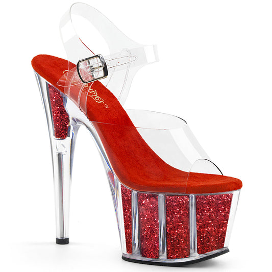 Pleaser Sandali da donna ADORE-708G CLR / Inserti di glitter rossi
