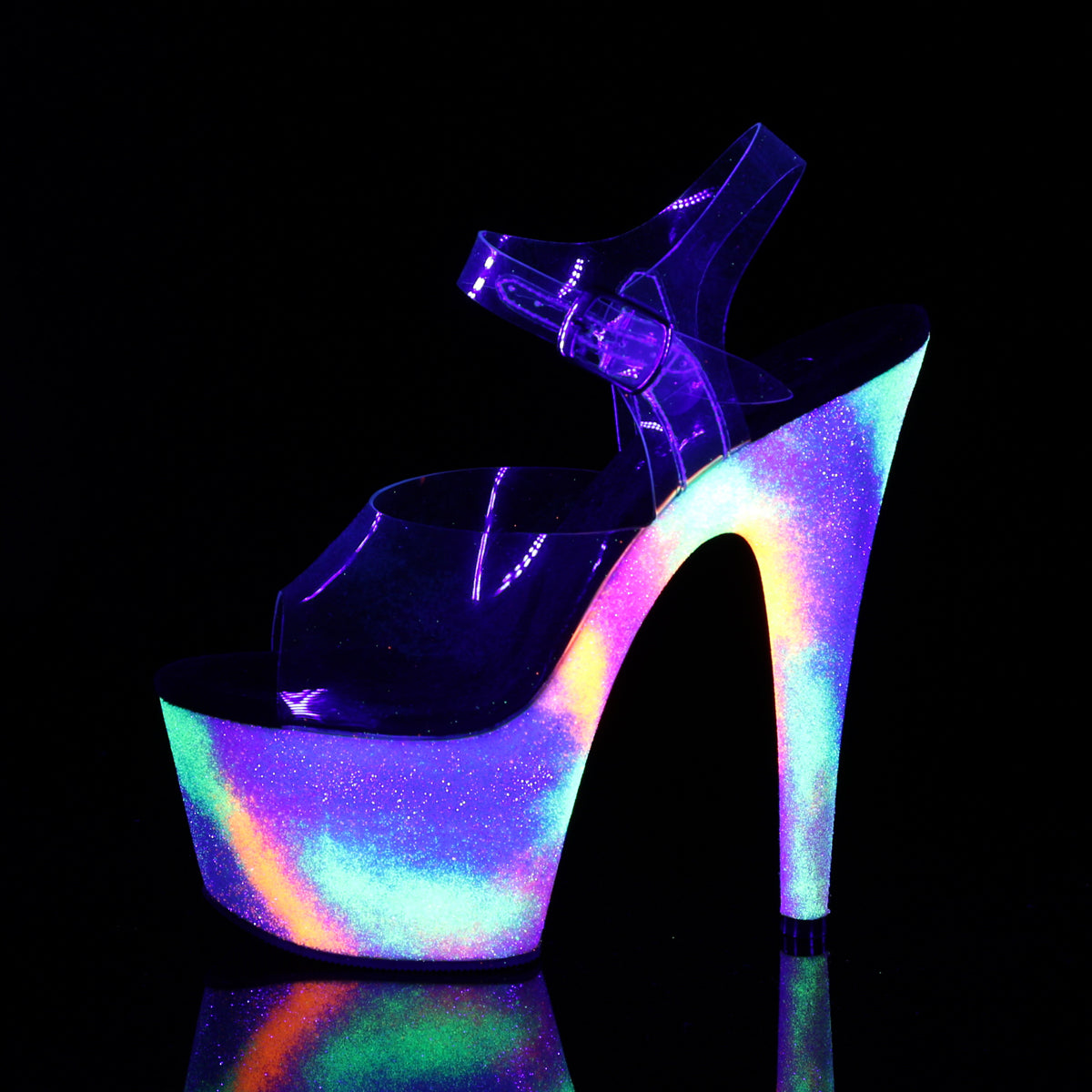 Pleaser Sandali da donna ADORE-708GXY CLR / Neon Galaxy Glitter