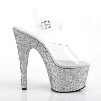 Pleaser Womens Sandals ADORE-708HMG Clr/Slv Multi Glitter