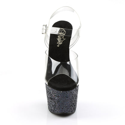 Pleaser Sandali da donna ADORE-708LG CLR / BLK Multi glitter