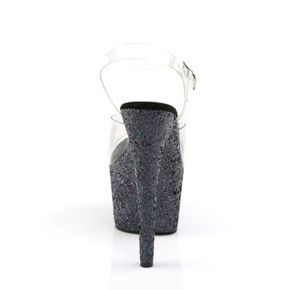 Pleaser Sandali da donna ADORE-708LG CLR / BLK Multi glitter
