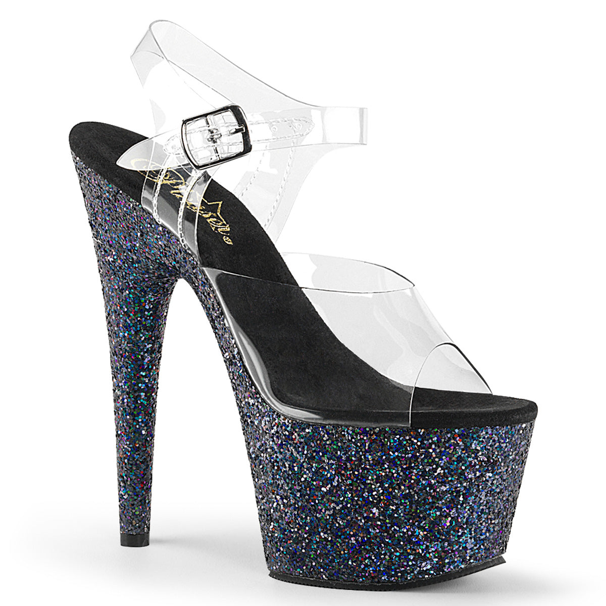 Pleaser Sandali da donna ADORE-708LG CLR / BLK Multi glitter