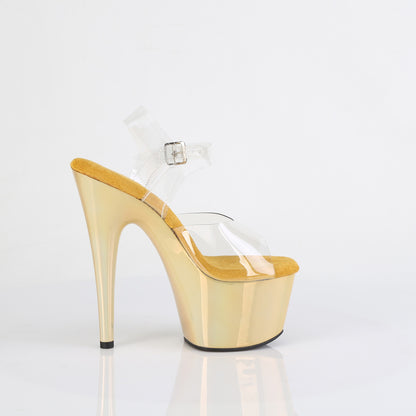 Pleaser Women's Platform Shoes ADORE-708LQ Clr/Liquid Gold Hologram