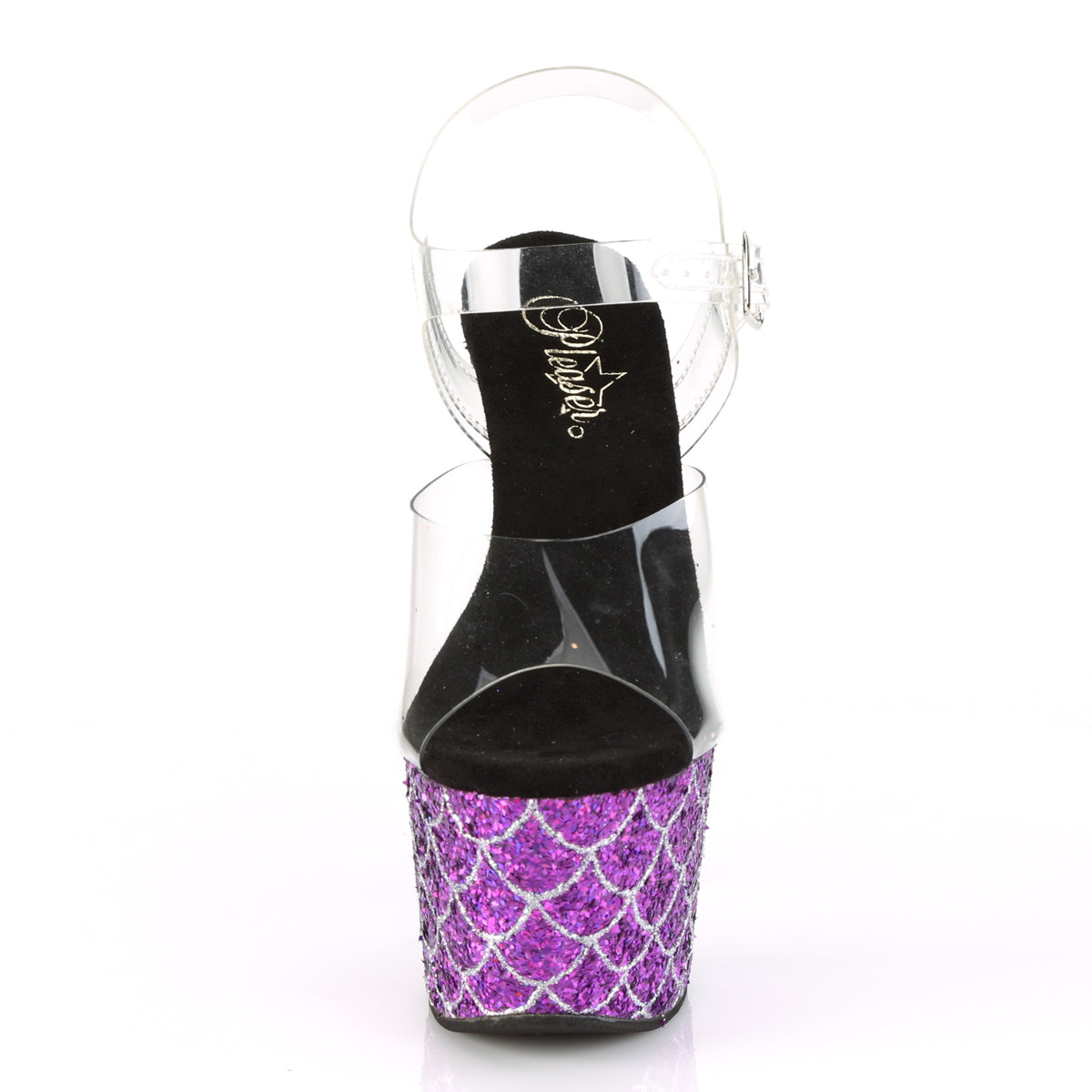 Pleaser Womens Sandals ADORE-708MSLG Clr/Purple Multi Glitter