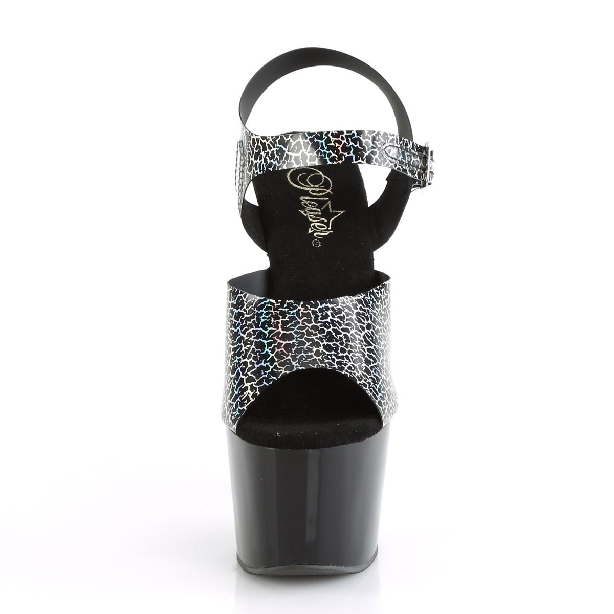 Pleaser Sandali da donna ADORE-708N-ck Blk Crackle Hologram TPU / BLK