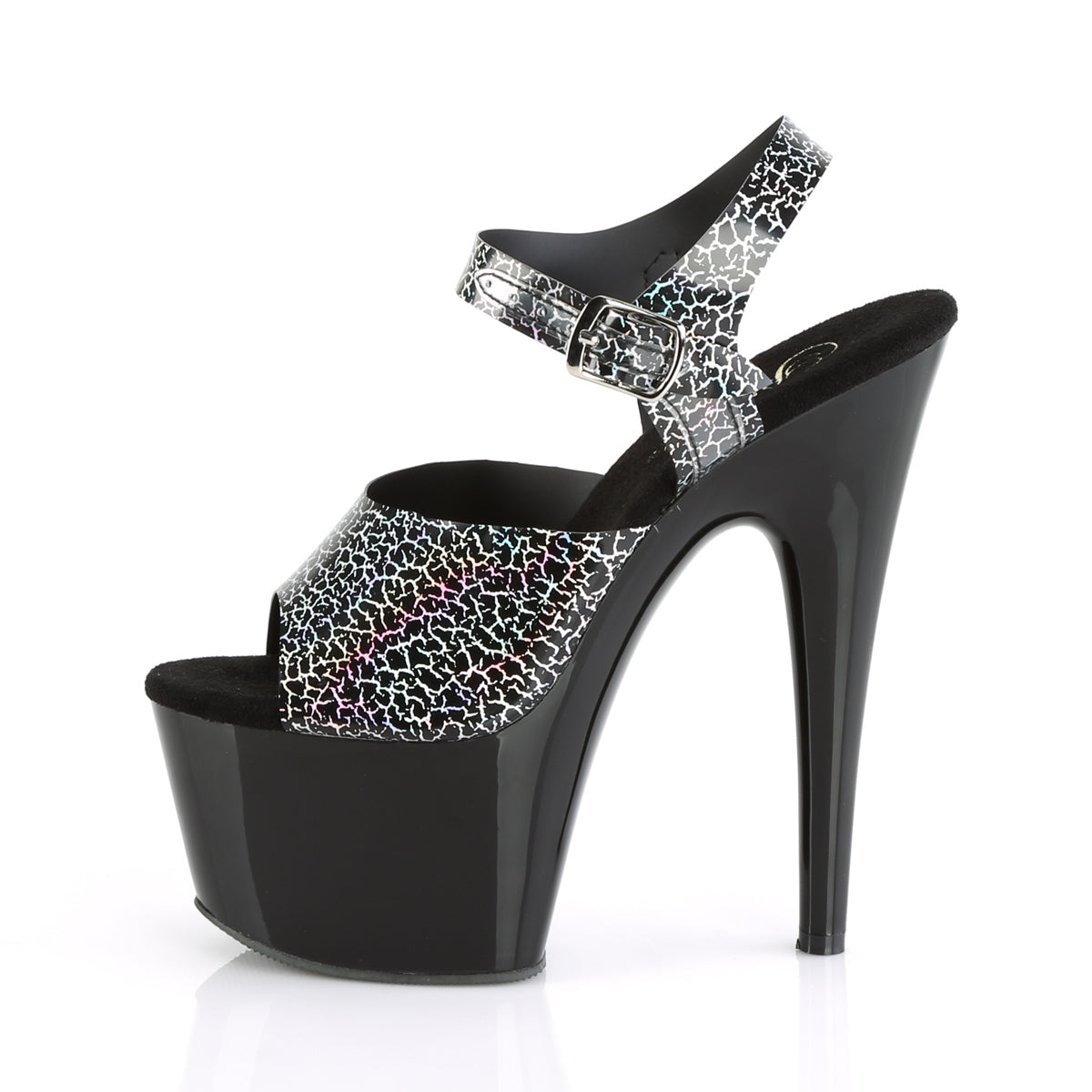 Pleaser Sandali da donna ADORE-708N-ck Blk Crackle Hologram TPU / BLK
