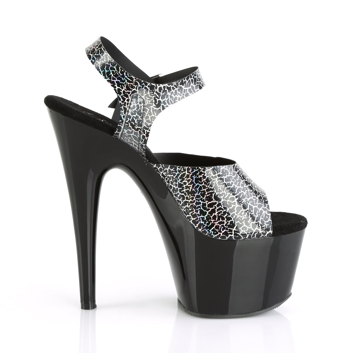 Pleaser Sandali da donna ADORE-708N-ck Blk Crackle Hologram TPU / BLK