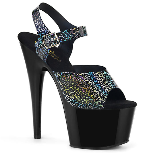 Pleaser Sandali da donna ADORE-708N-ck Blk Crackle Hologram TPU / BLK