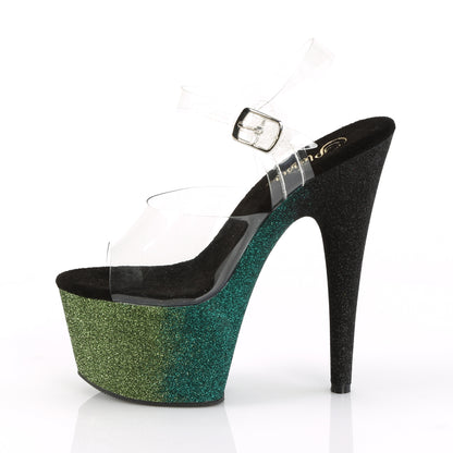 Pleaser Sandali da donna ADORE-708ombre CLR / smeraldo-Poison-Blk ombre.