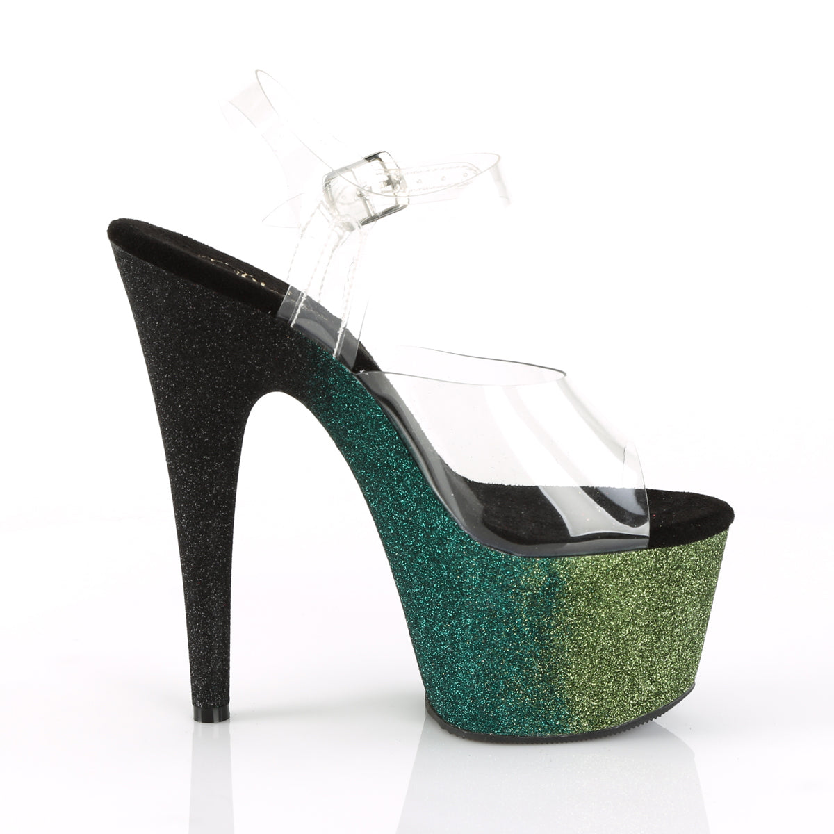 Pleaser Sandali da donna ADORE-708ombre CLR / smeraldo-Poison-Blk ombre.