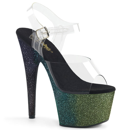 Pleaser Sandali da donna ADORE-708ombre CLR / smeraldo-Poison-Blk ombre.
