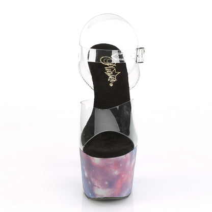 Pleaser Womens Sandals ADORE-708REFL Clr/Purple-Blue Reflective